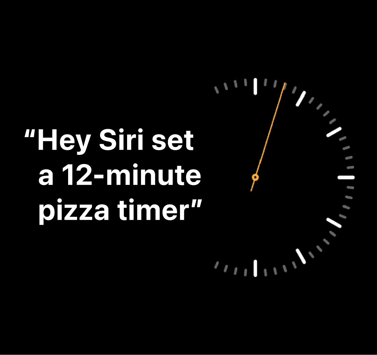 An illustration of the words “Hey Siri, set a 12-minute pizza timer”