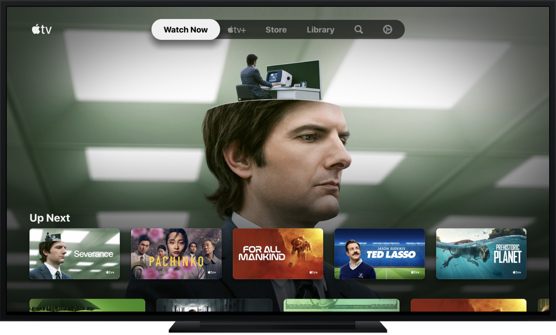แอป Apple TV ที่แสดงอยู่บนทีวี