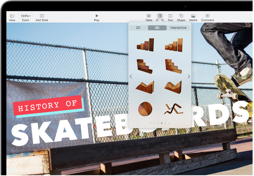 The toolbar with buttons to add tables, charts, text boxes, shapes and media.