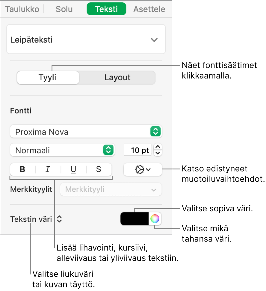 Taulukon Tekstin Ulkoasun Muuttaminen Macin Numbersissa - Apple-tuki (FI)