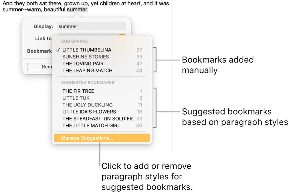 Add bookmarks and link to them in Pages on Mac Apple Support
