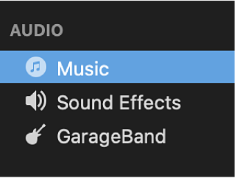 Music selected in sidebar