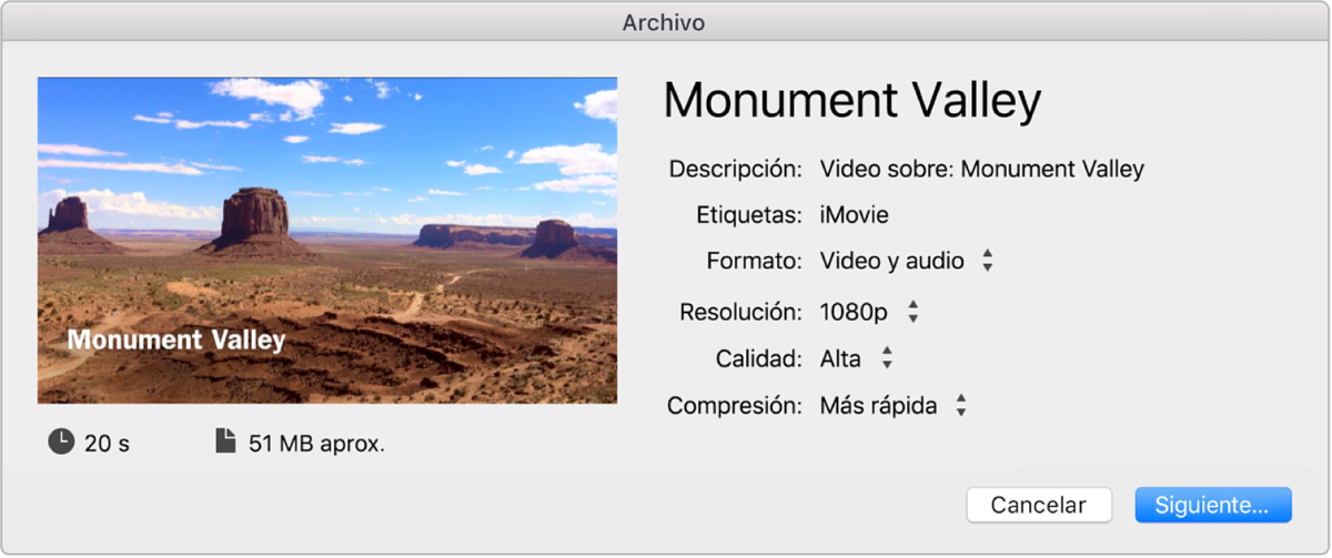 Separar Idealmente volverse loco Exportar un archivo de QuickTime de iMovie en la Mac - Soporte técnico de  Apple