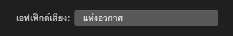 เมนูเอฟเฟ็กต์เสียงที่แสดงขึ้น