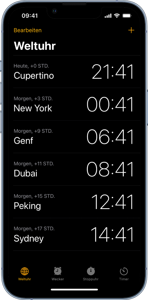 Iphone Uhrzeit Und Datum Auf Dem Homescreen Anzeigen der Uhrzeit in Städten weltweit auf dem iPhone - Apple Support