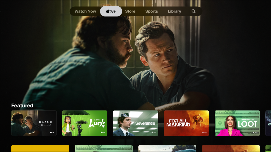 Een scherm met Apple TV+