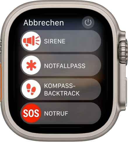 Kontaktaufnahme mit den Rettungsdiensten auf der Apple Watch Ultra ...