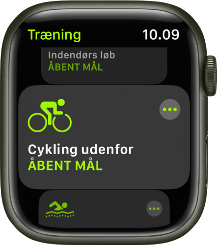 Skærmen Træning med træningen Cykling udenfor fremhævet.