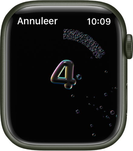 De handenwastimer die vanaf 4 terugtelt.