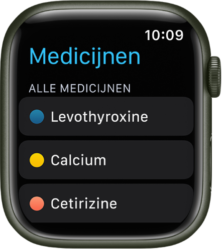 De Medicijnen-app met een lijst met medicijnen.