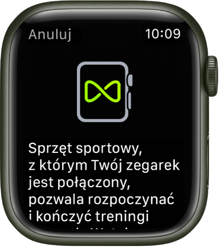 Ekran łączenia Apple Watch w parę ze sprzętem sportowym.