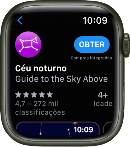 Uma aplicação a mostrar a App Store no Apple Watch.