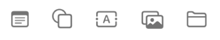 Freeform टूलबार जिसमें निम्नलिखित बटन हैं : स्टिकी नोट डालें, “आकृति डालें” मेनू, टेक्स्ट बॉक्स डालें, मीडिया डालें और दस्तावेज़ डालें।