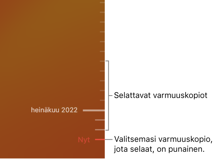 Time Machine -varmuuskopion aikajana.