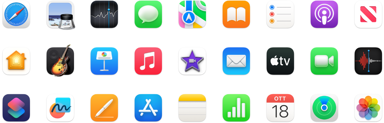 Icone di app incluse con Mac mini.