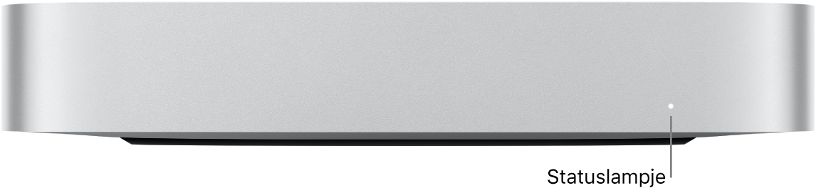 De voorkant van een Mac mini met daarop het statuslampje.