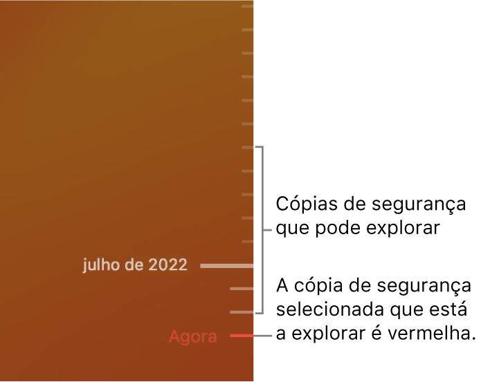 Cronograma da cópia de segurança do Time Machine.