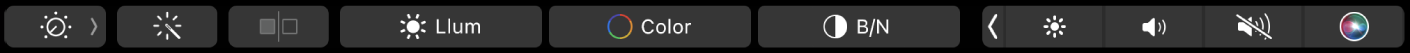 La Touch Bar mostrant els botons per editar fotos, com ara escapçar, filtres, ajustar i retocar i els botons per anar a opcions addicionals.