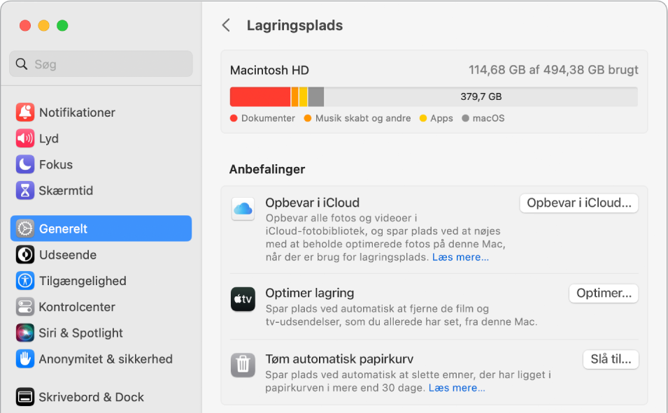 kurve Bryggeri Valnød Spar plads på din MacBook Pro - Apple-support (DK)