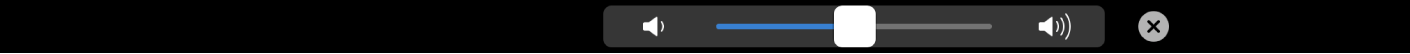 Rodomas programai „iMovie“ pritaikytas „Touch Bar“ garsumo slankiklis.
