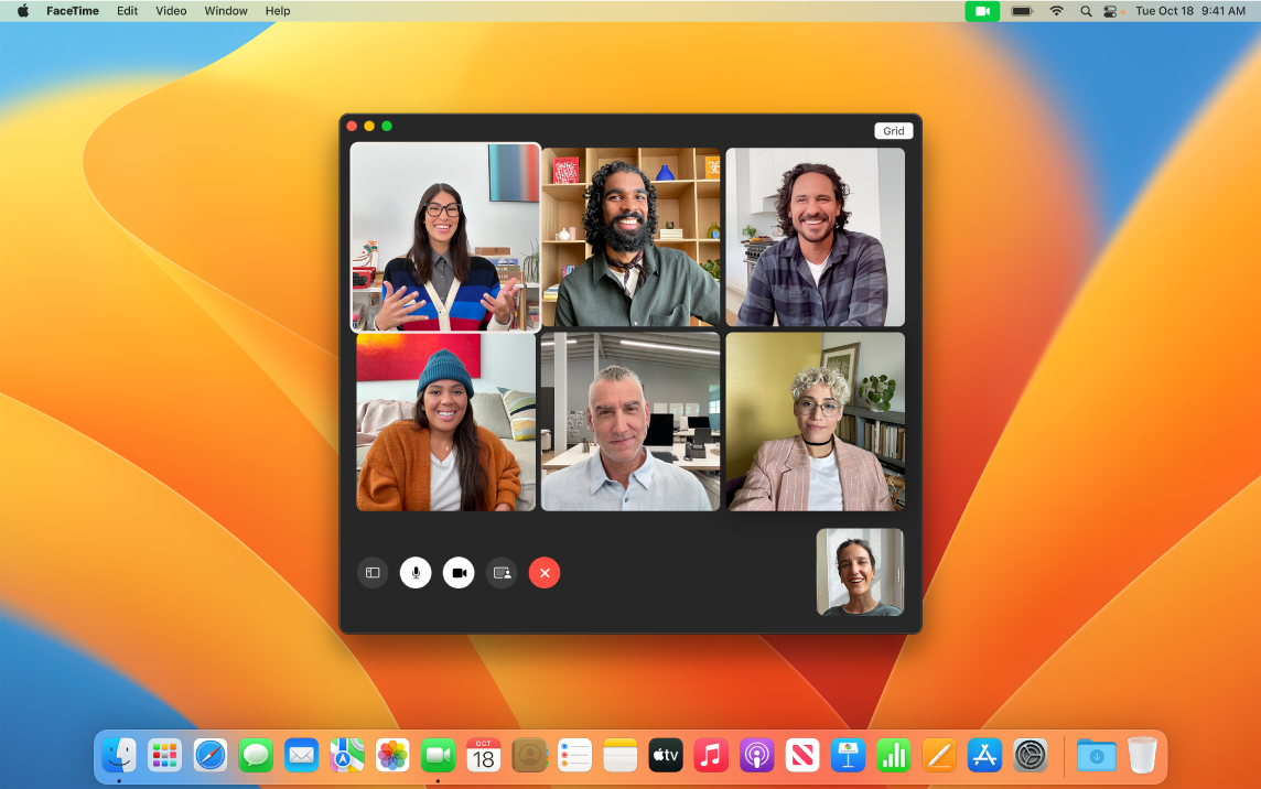 Okno FaceTime s skupino povabljenih uporabnikov.
