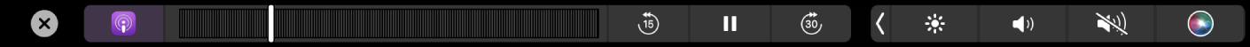 Touch Bar Podcast với một podcast đang phát.