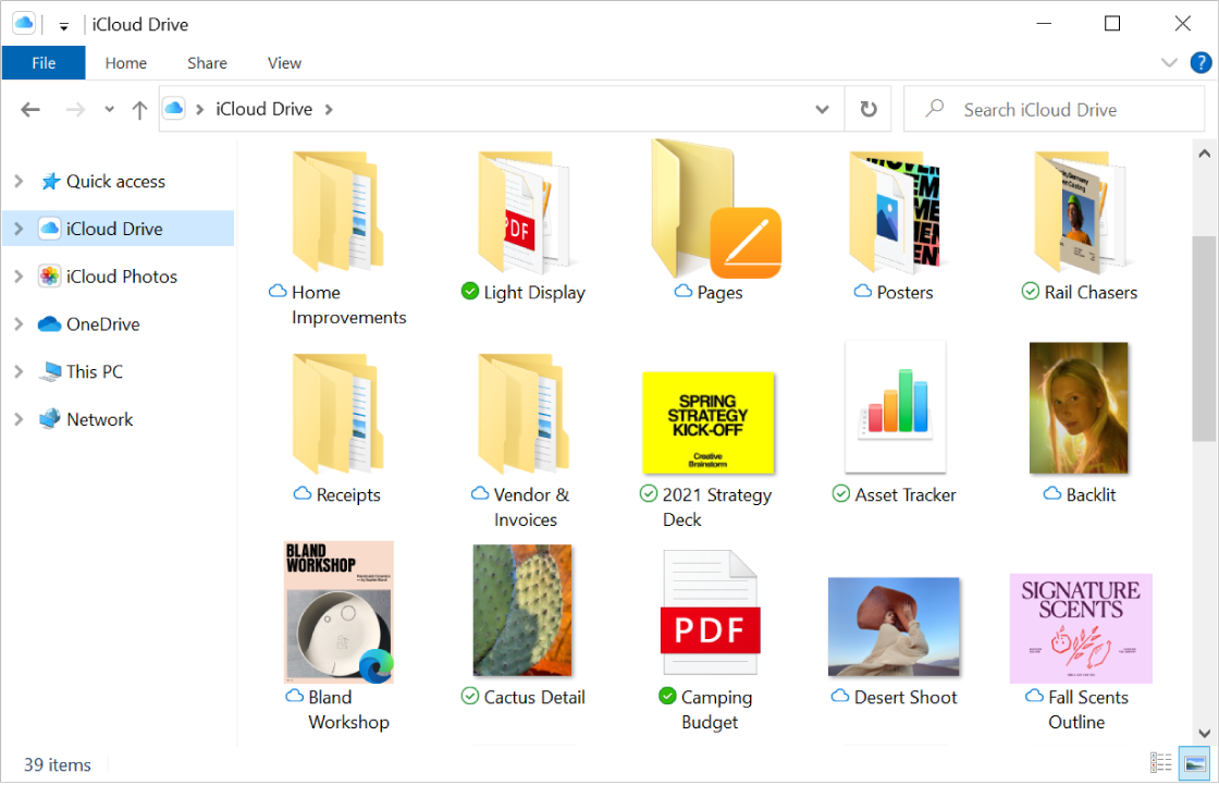 iCloud Drive in File Explorer.