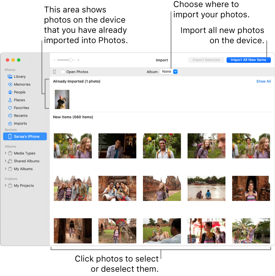 Import photos from a camera or phone using Photos on Mac - Apple Support