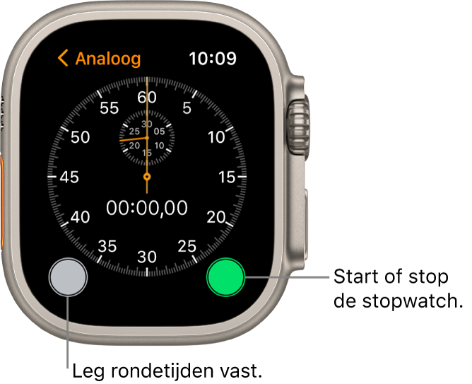 Tijden bijhouden met een stopwatch op je Apple Watch Ultra Apple