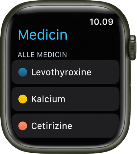 Appen Medicin, der viser en liste over alle medikamenter.