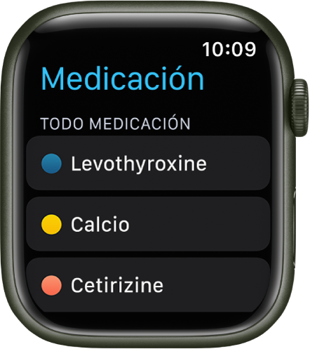 La app Medicación con una lista de toda la medicación.