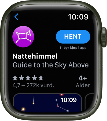 En app vises på App Store på Apple Watch.