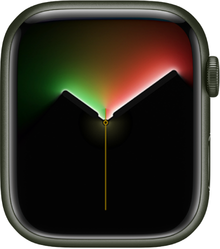 Samholdsglød-urskiven viser gjeldende klokkeslett på midten av skjermen.
