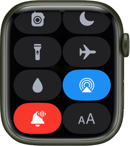 A central de controlo a mostrar os botões “Bluetooth” e “Anunciar notificações” ativos.