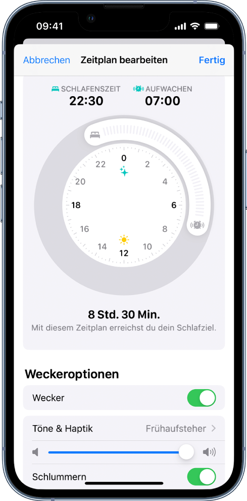 Der Bildschirm „Zeitplan bearbeiten“.