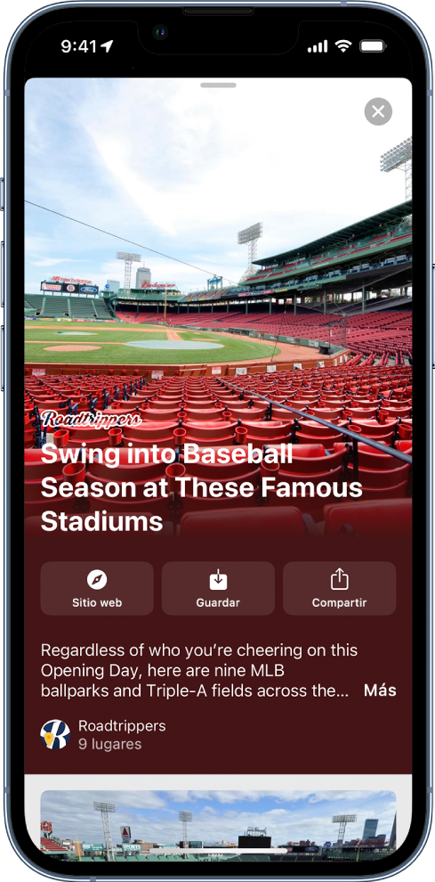 Una guía de estadios de béisbol.