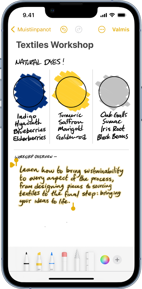 Muistiinpano, jossa näkyy piirustus ja käsin kirjoitettua tekstiä.