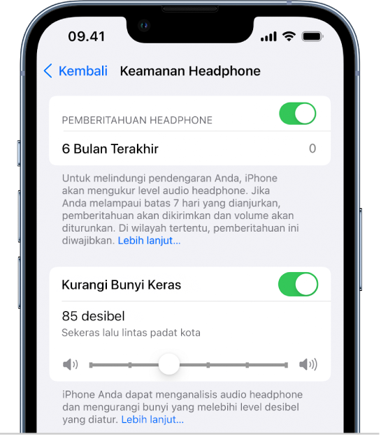 Menggunakan fitur level audio headphone di iPhone - Apple Support (ID)