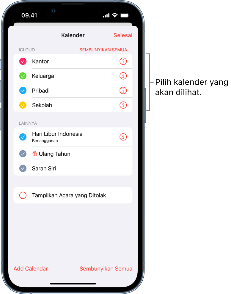 Mengatur beberapa kalender di iPhone - Apple Support (ID)