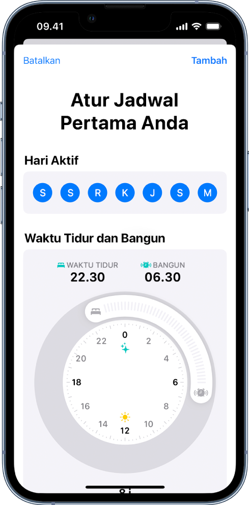 Mengatur jadwal untuk Fokus Tidur di Kesehatan di iPhone - Apple Support (ID)