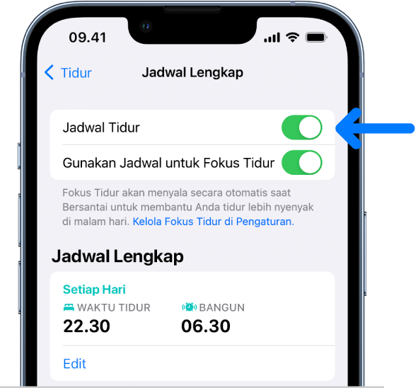 Mematikan alarm dan menghapus jadwal tidur di Kesehatan di iPhone - Apple Support (ID)