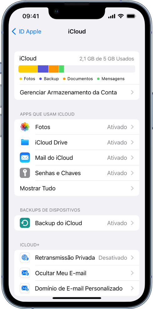 Use o iCloud no iPhone - Suporte da Apple (BR)