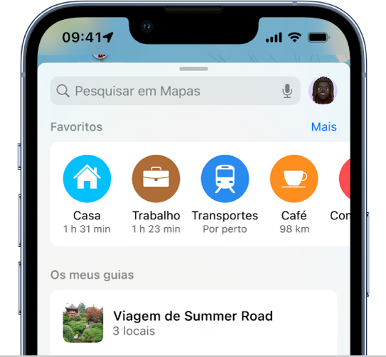 Uma ficha de pesquisa com vários favoritos apresentados na parte superior da ficha.