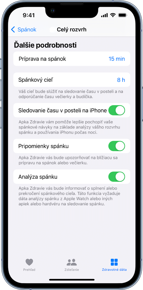 Časť Ďalšie podrobnosti na obrazovke Celý rozvrh.