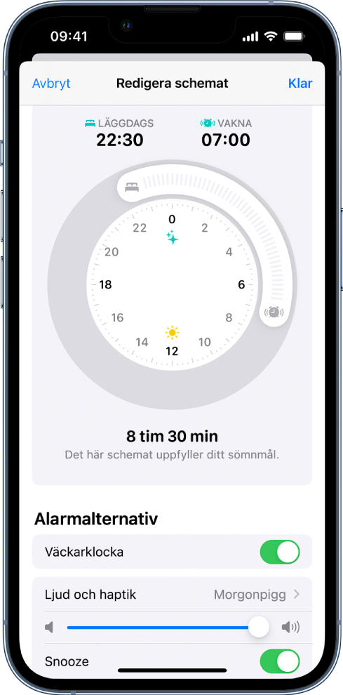 Skärmen Redigera schemat.