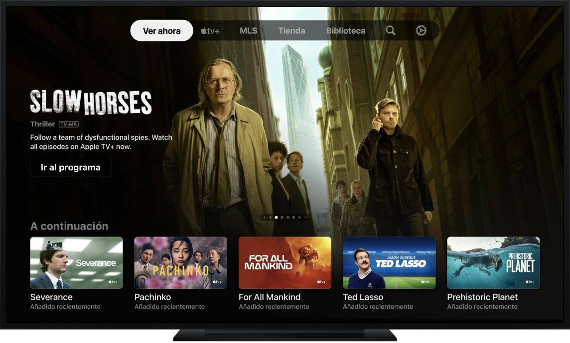 App Apple TV mostrada en un televisor