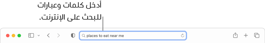 حقل البحث الذكي في سفاري، حيث يمكنك إدخال كلمات وعبارات للبحث في الإنترنت.