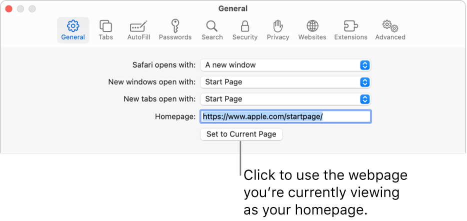 what is homepage for safari