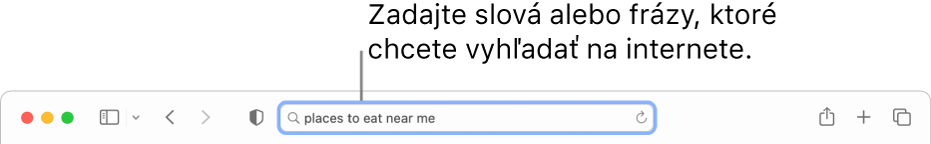 Pole dynamického vyhľadávania v Safari, do ktorého môžete zadať slová a frázy, ktoré chcete vyhľadávať na internete.