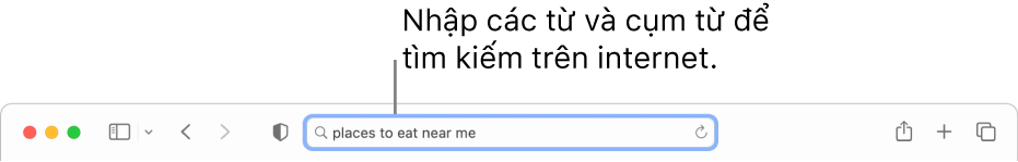 Trường Tìm kiếm thông minh của Safari, nơi bạn có thể nhập các từ và cụm từ để tìm kiếm trên internet.